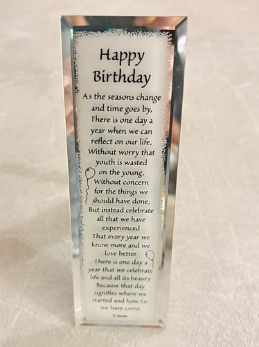 Happy birthday glass plaque - glass,