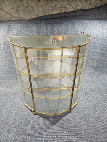 Vtg mcm brass glass display - mcm,