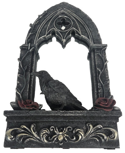 Gothic raven mirror red roses - gothic,